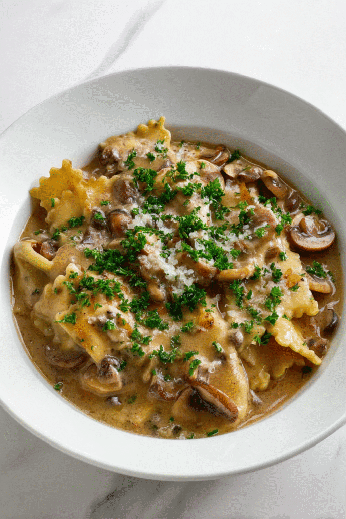 Mushroom Alfredo Lasagna Soup