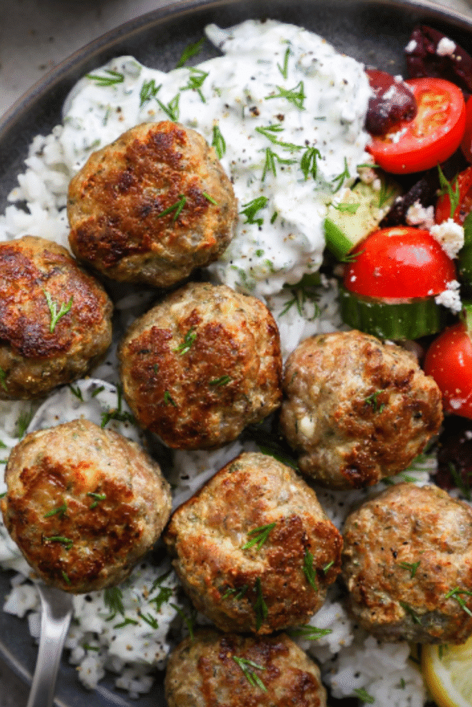 Greek Turkey Meatballs with Tzatziki