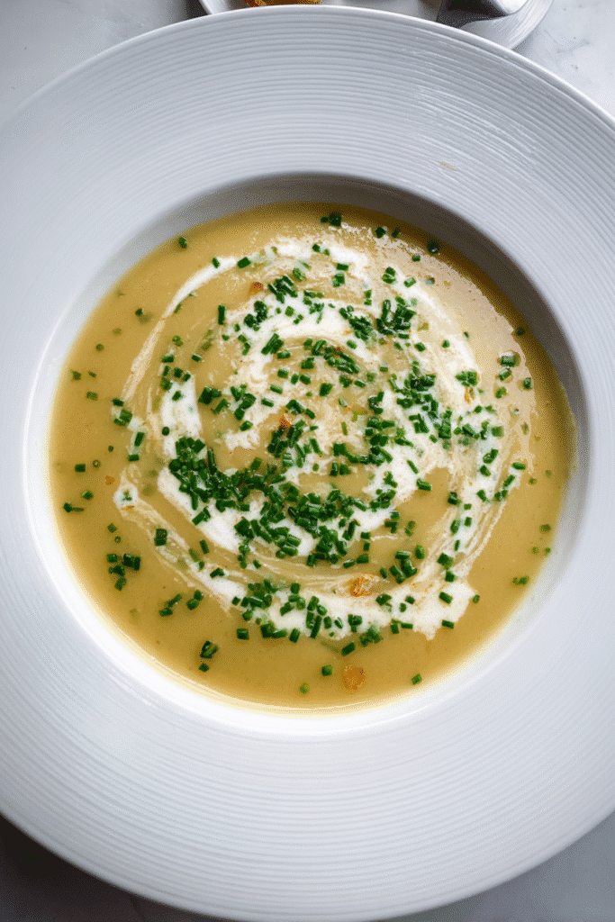 Potato & Leek Soup with Leek Confit and Fettunta