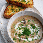 Mushroom Soup with Garlic Confit Toast