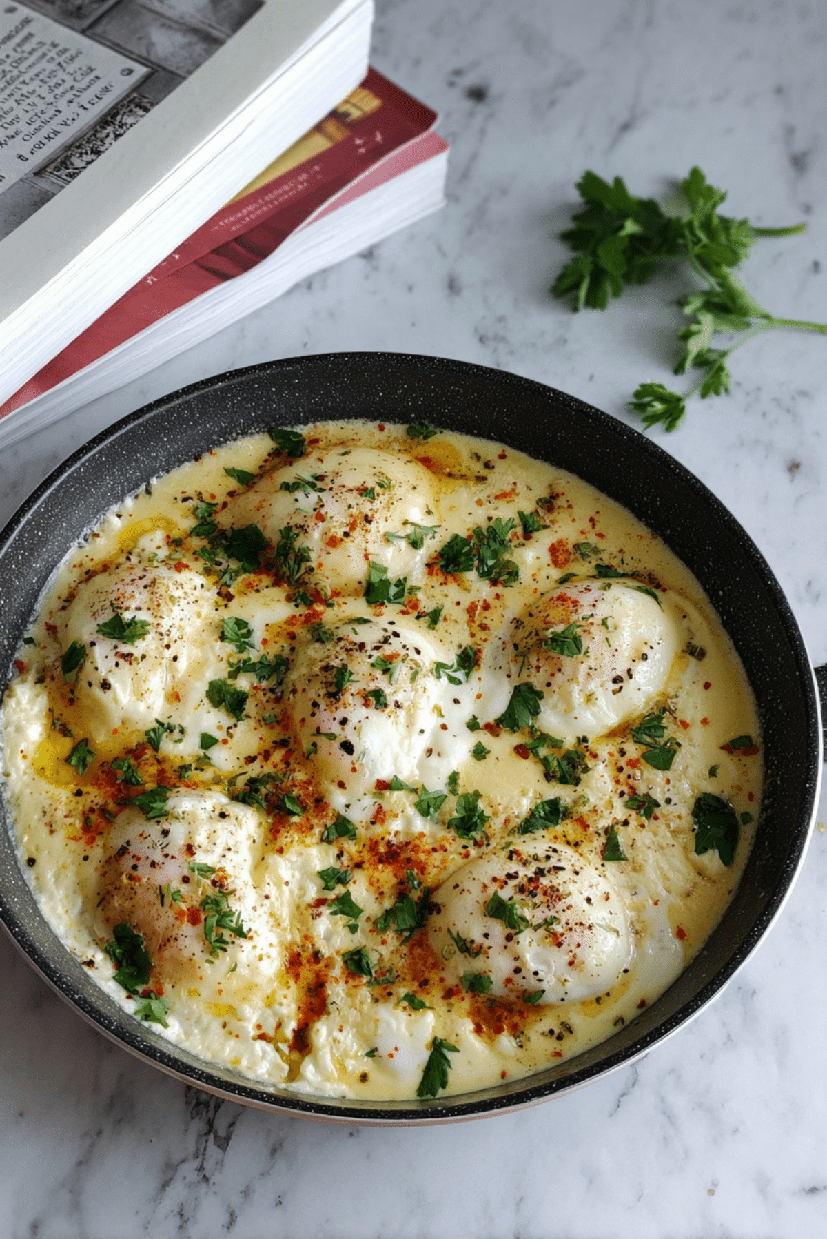 Cheesy Skillet Baked Eggs