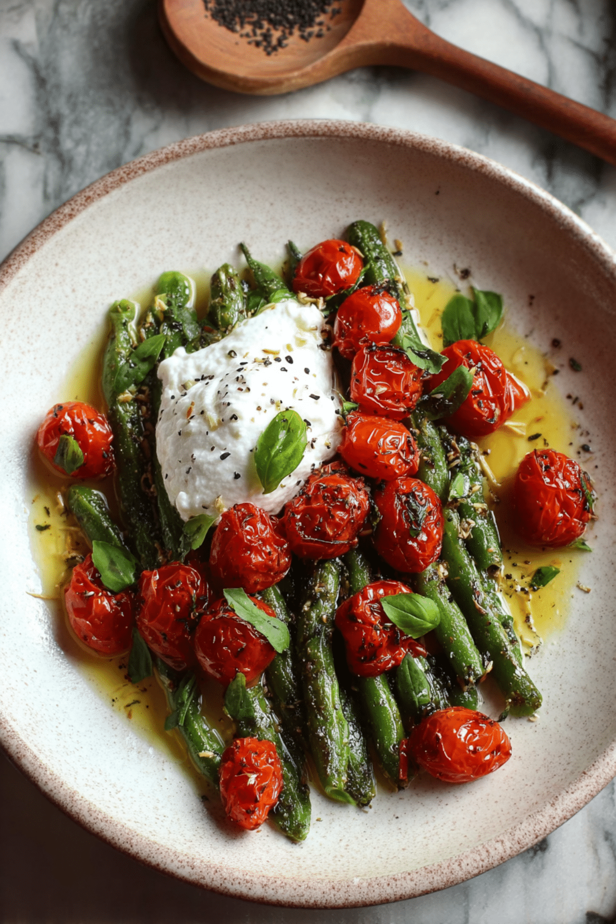 Green Beans with Burrata
