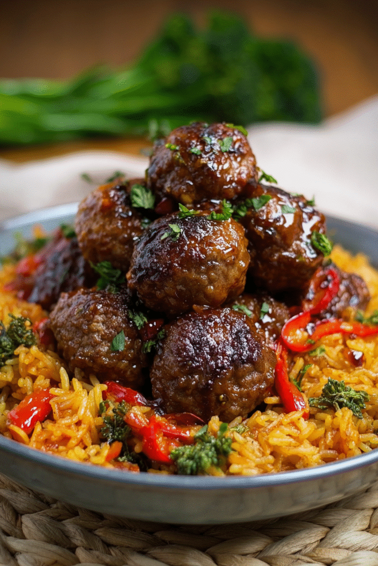 Hot Honey Cajun Meatballs & Broccolini & Cajun Rice