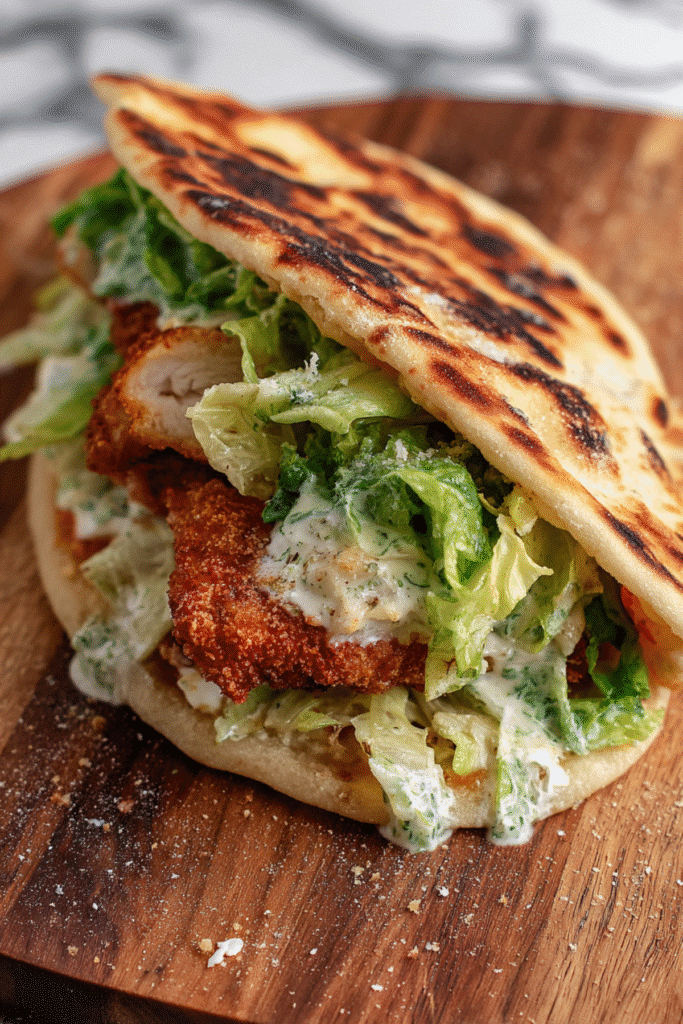 Crispy Chicken Caesar Pizza Sandwich