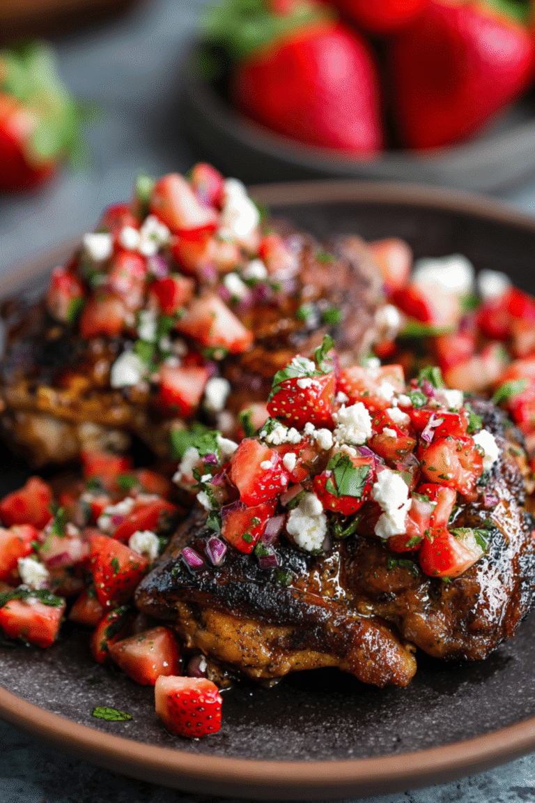 GRILLED BALSAMIC CHICKEN with STRAWBERRIES & FETA