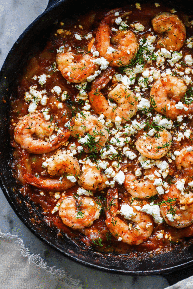 Baked Greek Shrimp Skillet With Feta