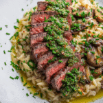 Beef Tenderloin Steak with Mushroom Orzo