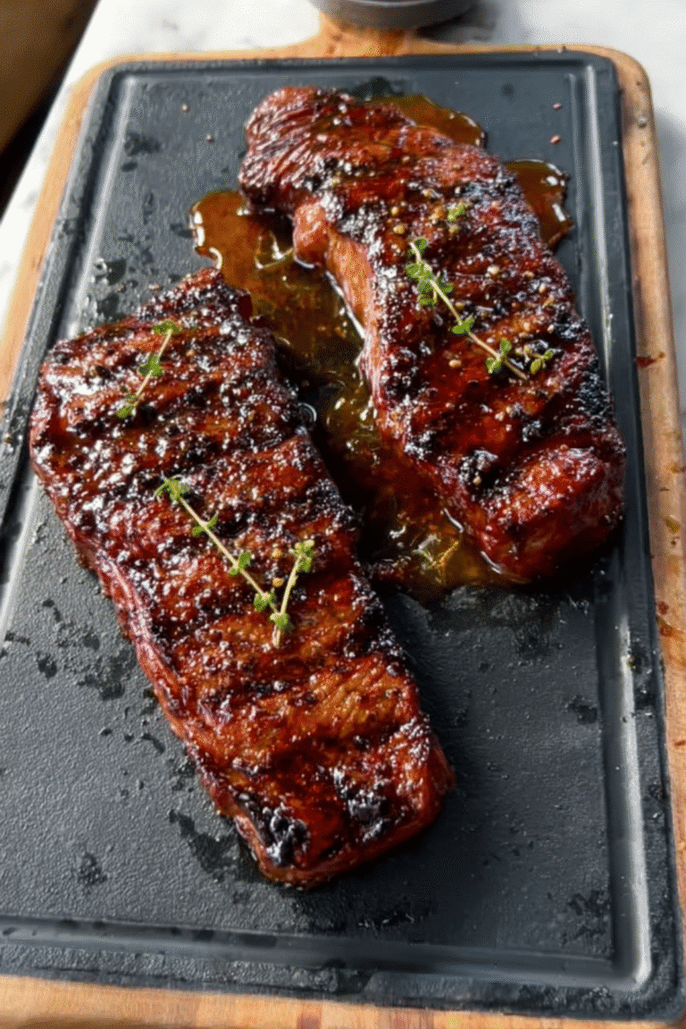 Hot Honey Marinated Wagyu Strip Steaks