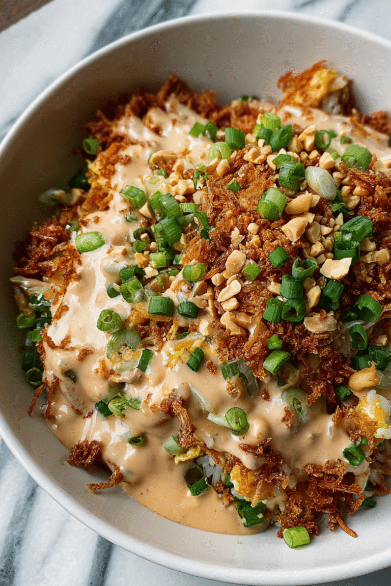 Chicken Crispy Rice Salad with Peanut Dressing