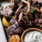 Garlic Herb Grilled Lamb Chops with Dill Yogurt Sauce