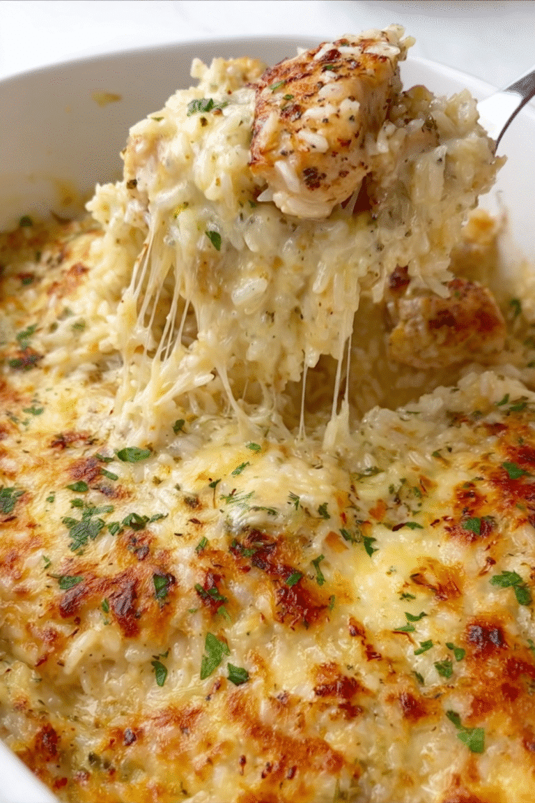 Garlic Parmesan Chicken and Rice Casserole