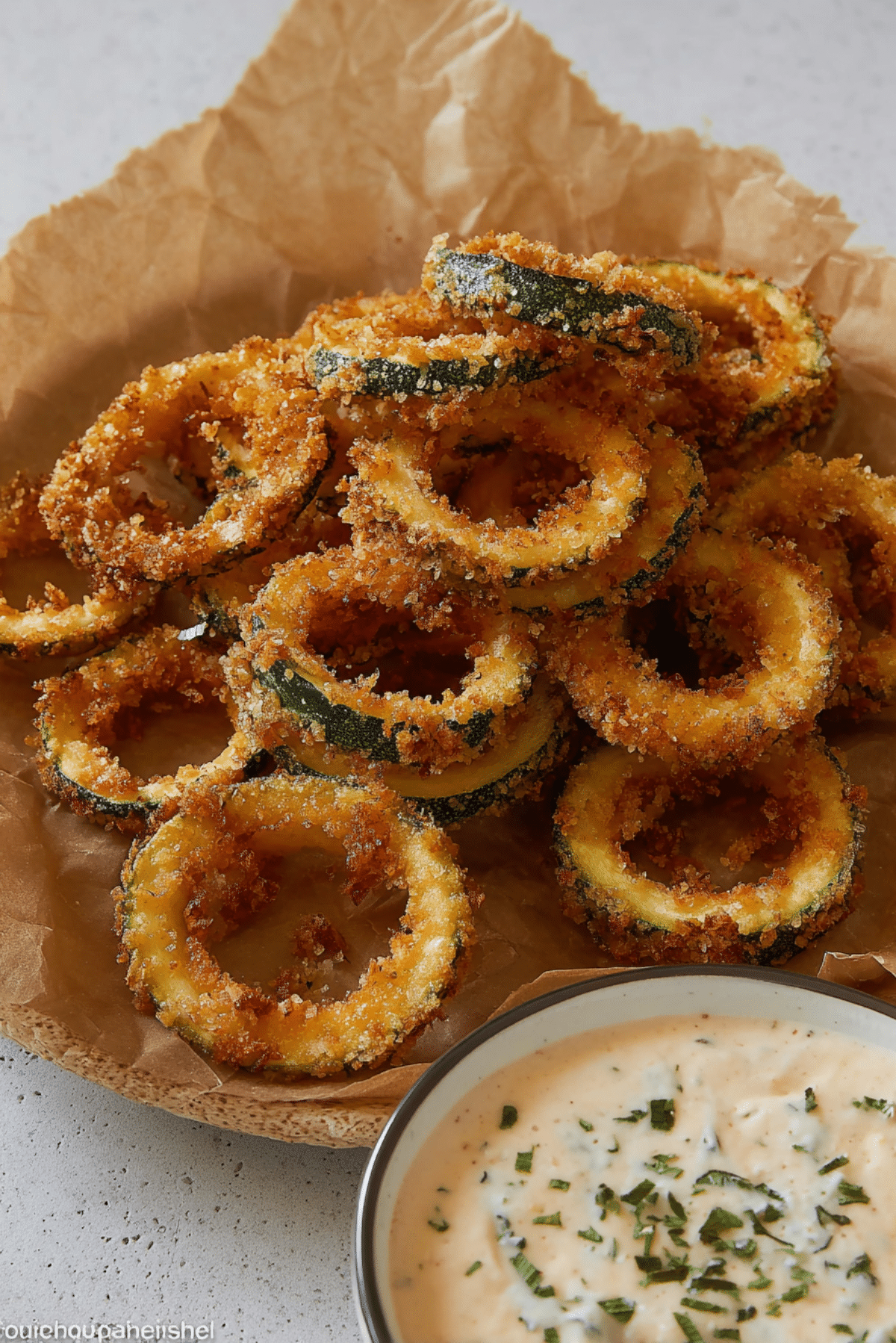 Crispy Zucchini Rings with Creamy Dip