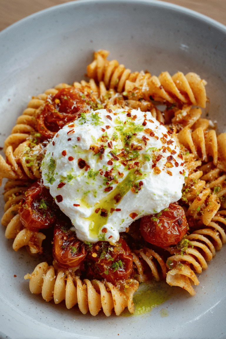 Cherry Tomato Confit & Burrata Pasta (Giant Fusilli)