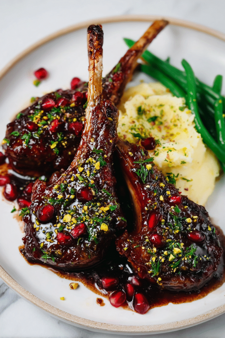 Red Wine-Pomegranate Glazed Lamb Chops