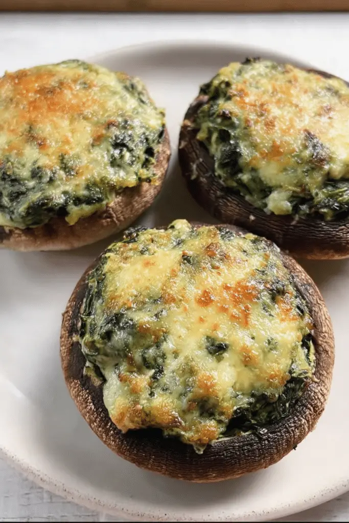 Creamy Garlic Spinach Stuffed Mushrooms