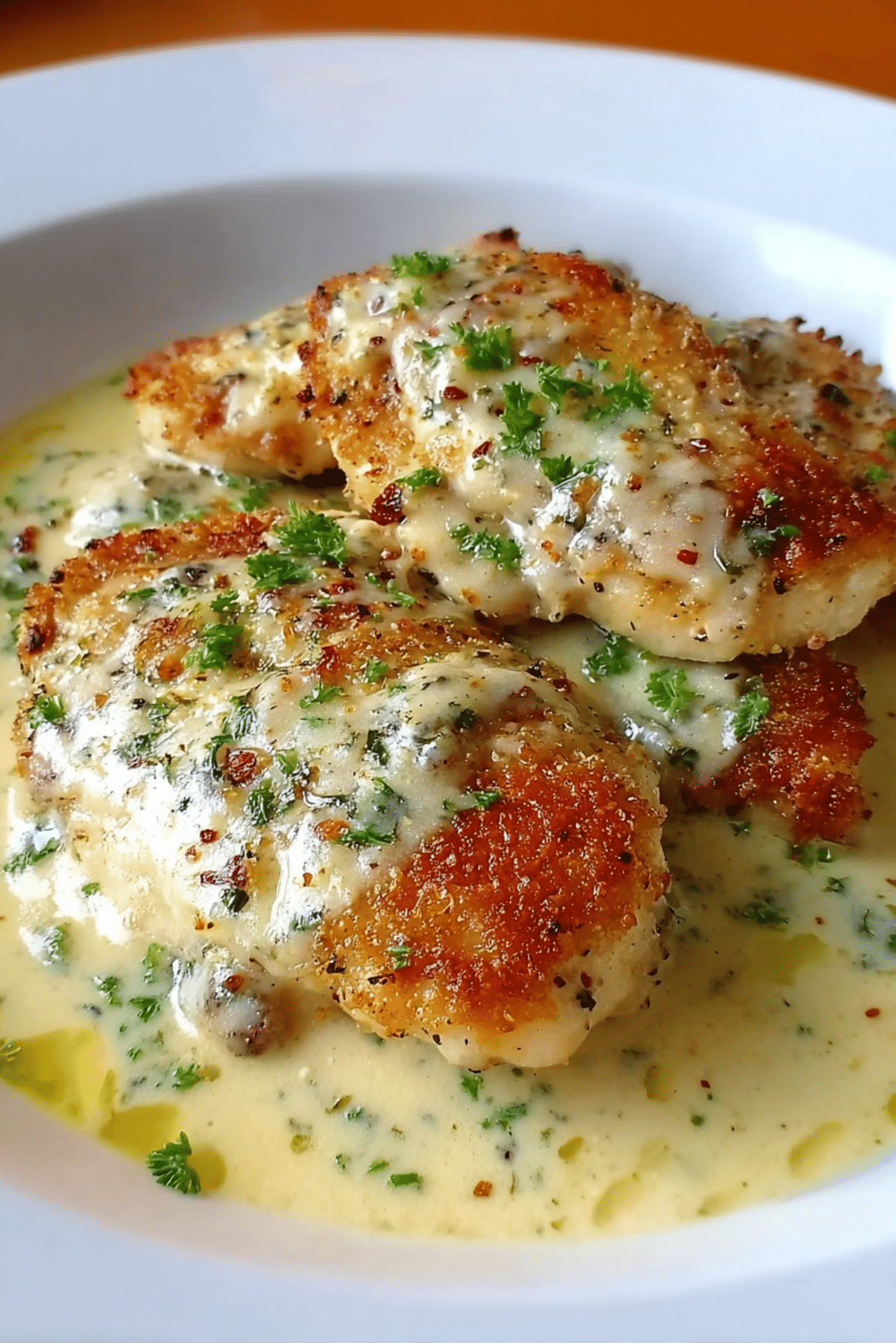 Crispy Parmesan Chicken with Creamy Garlic Parm Sauce