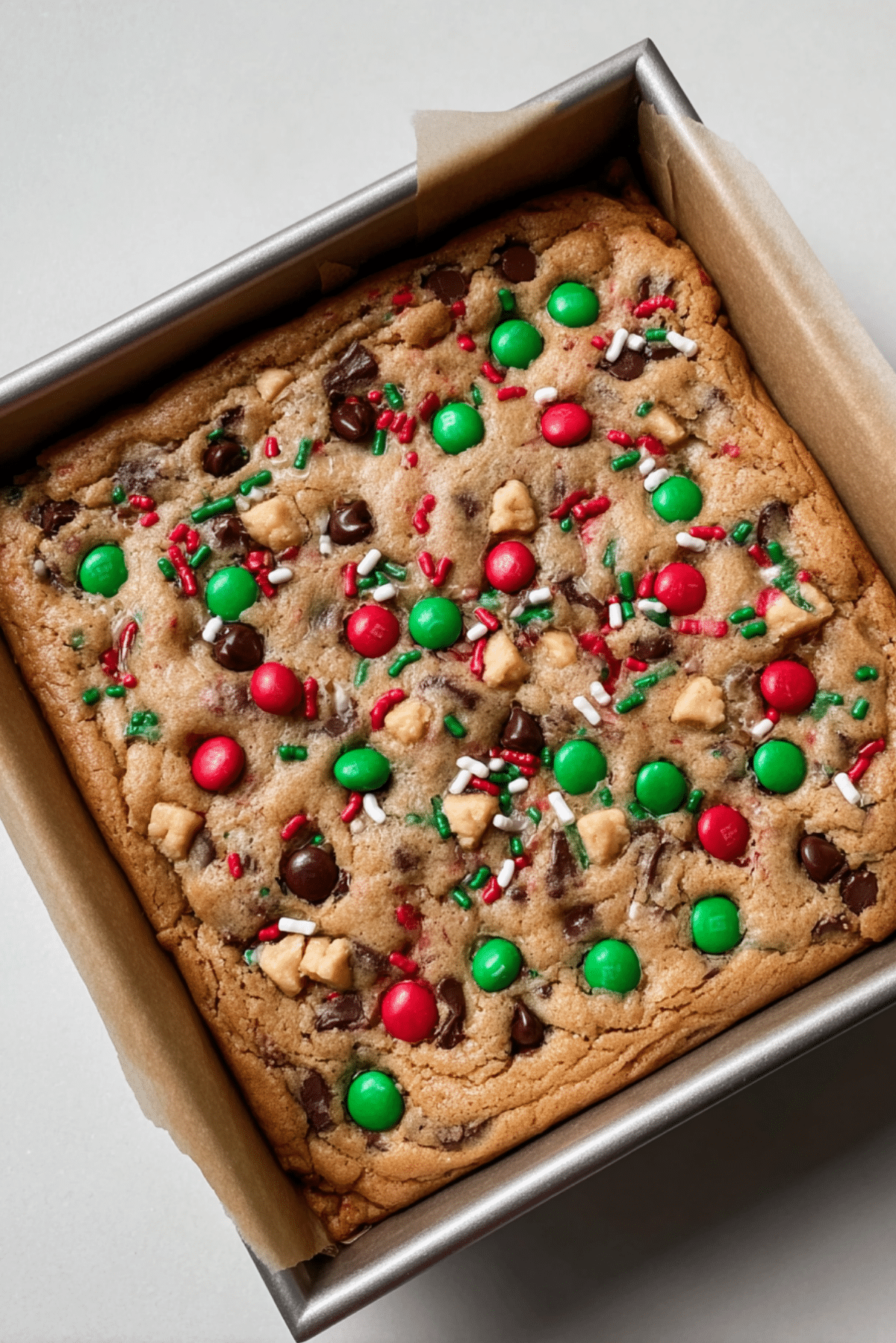Holiday Edition Chocolate Chip Cookie Dough Bars