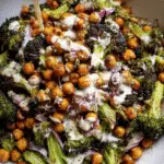 Roasted Broccoli & Chickpea Salad with Tahini-Parmesan Dressing