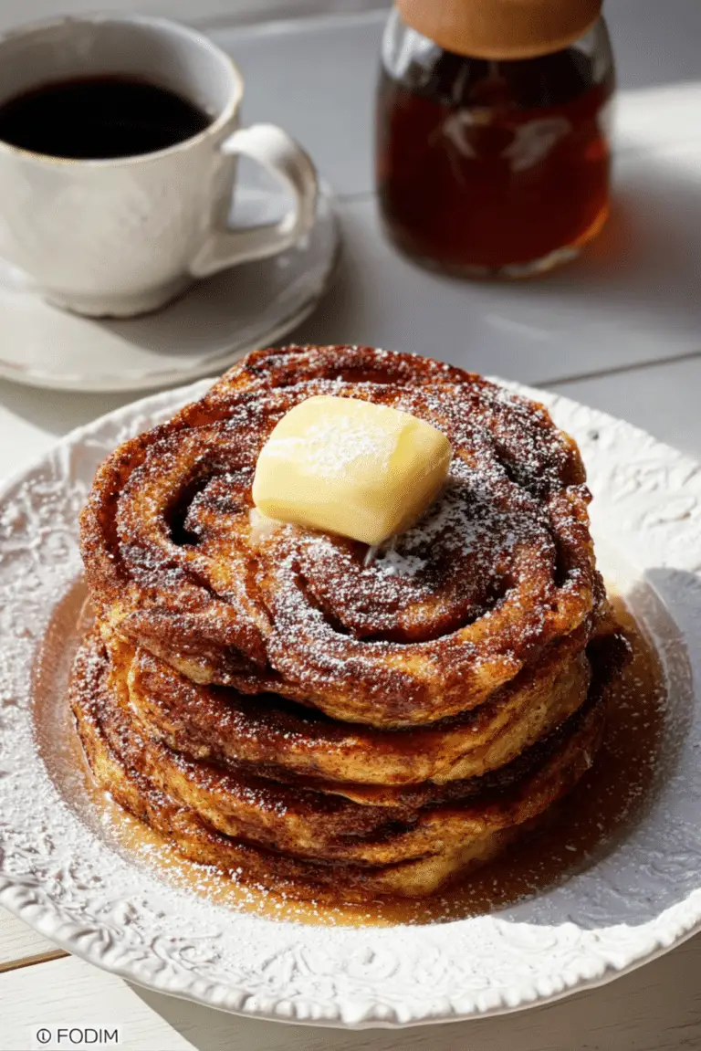 Gingerbread Cinnamon Roll Pancakes