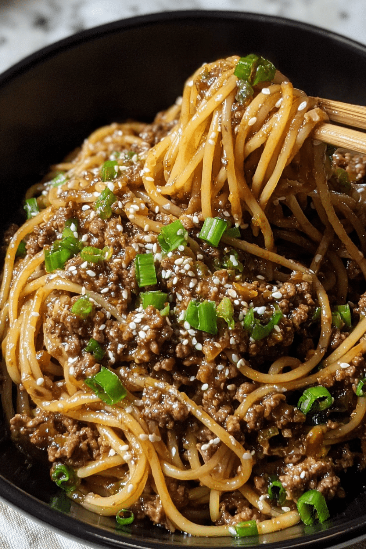Mongolian Ground Beef Noodles