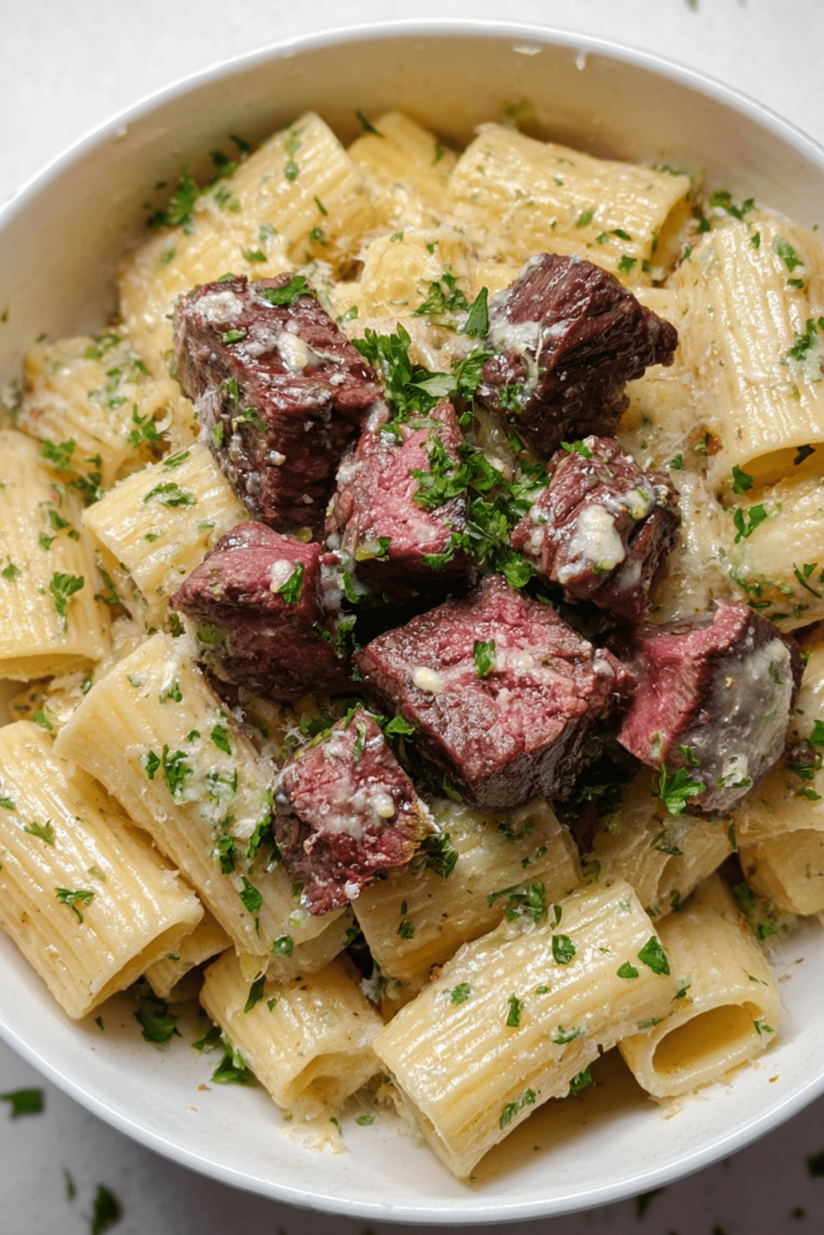 Garlic Parmesan Steak Pasta