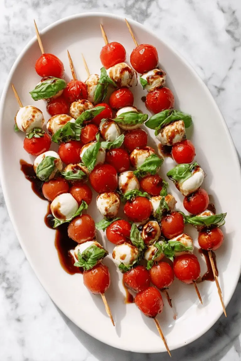 Mini Caprese Skewers (Tomato, Mozzarella, Basil)