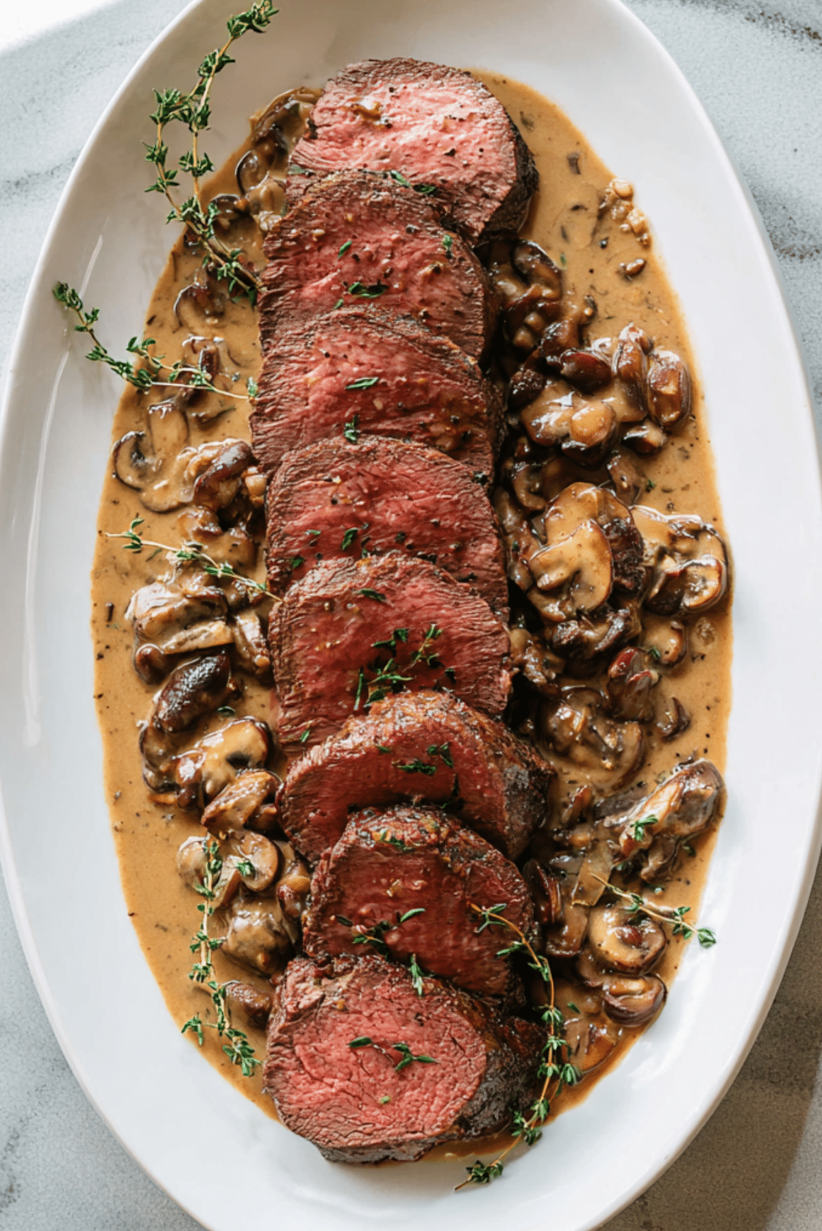 Beef Tenderloin with Mushroom Sauce