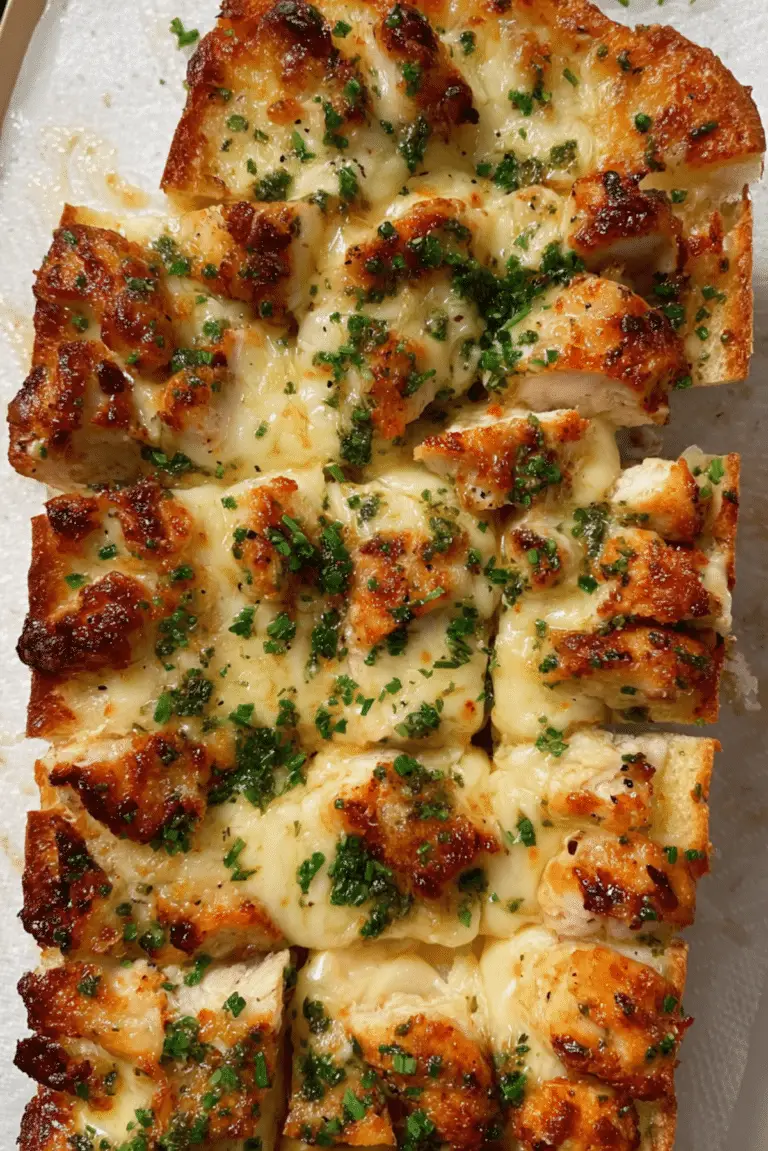 Chicken Alfredo Garlic Bread