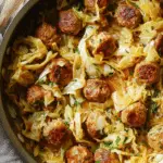 One-pan Fried Cabbage with Chicken Meatballs