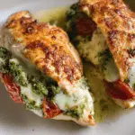 Pesto Mozzarella and Tomato Stuffed Chicken Breasts