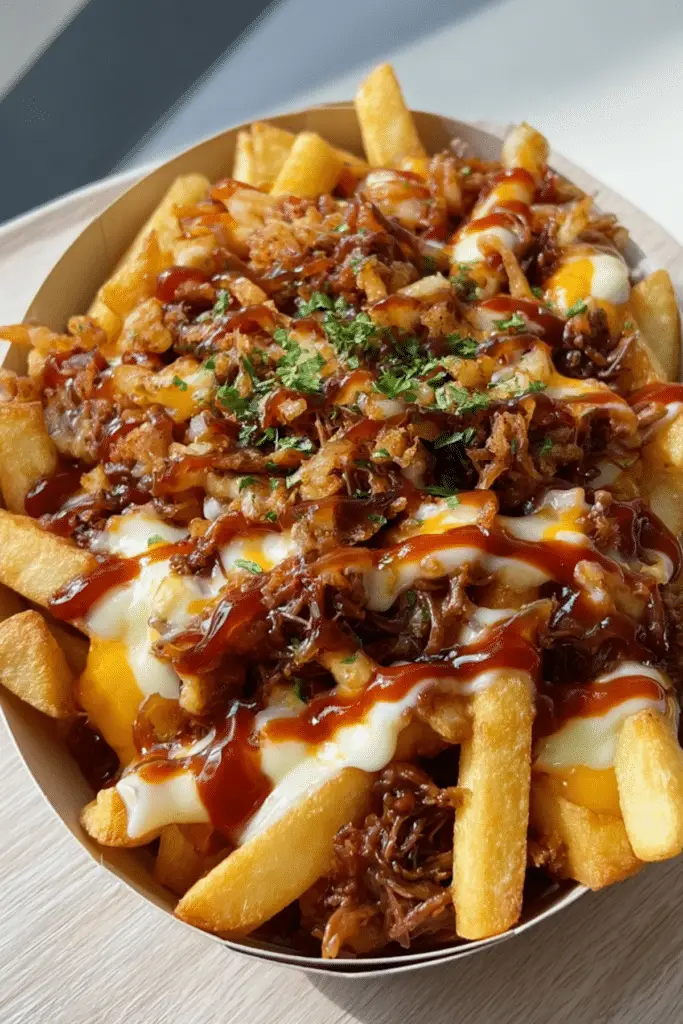 BBQ Beef and Onion Loaded Fries