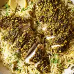 Pistachio Crusted Chicken with Lemon Orzo