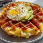Crispy Potato Waffles Topped with Avocado & Egg