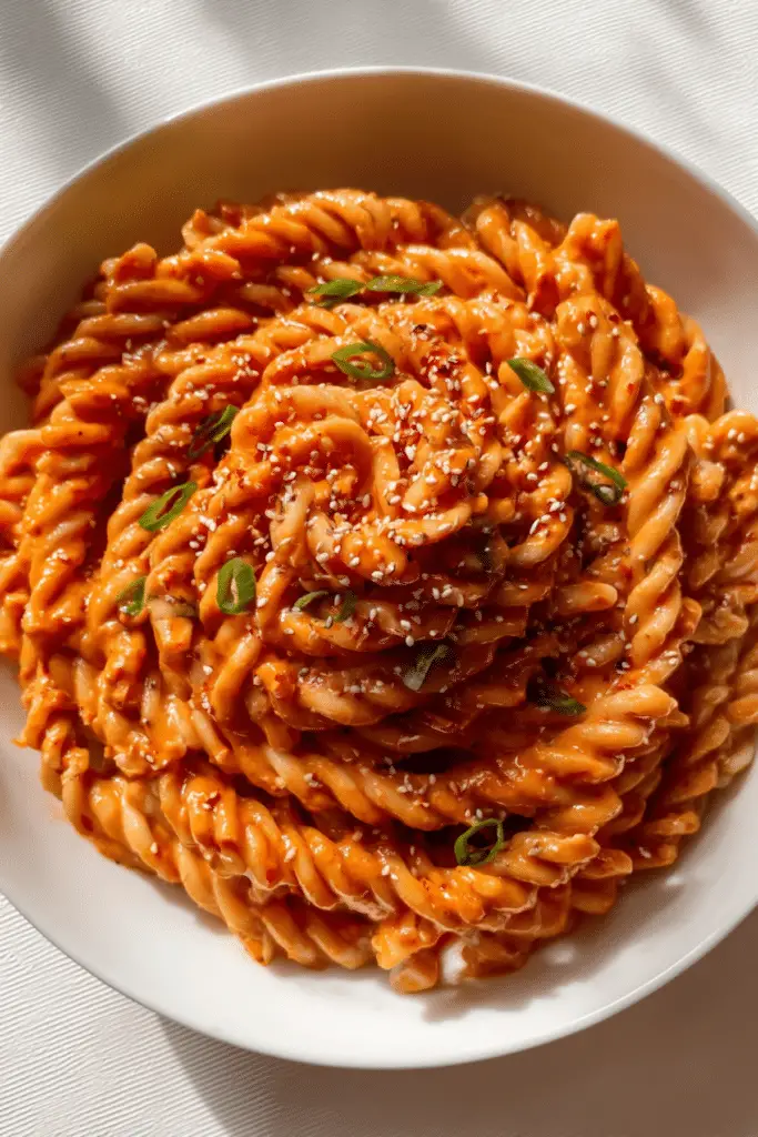 Spicy Gochujang Pasta made with Colonne Pompeii noodles