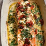 Juicy Baked Salmon with Sun-Dried Tomatoes, Feta, and Capers