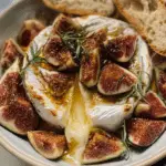 Baked Camembert Cheese With Figs, Honey And Crusty Bread