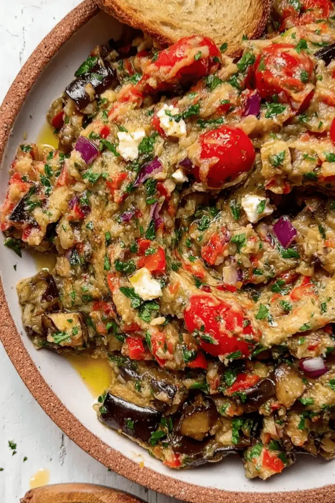 Greek Roasted Eggplant Salad