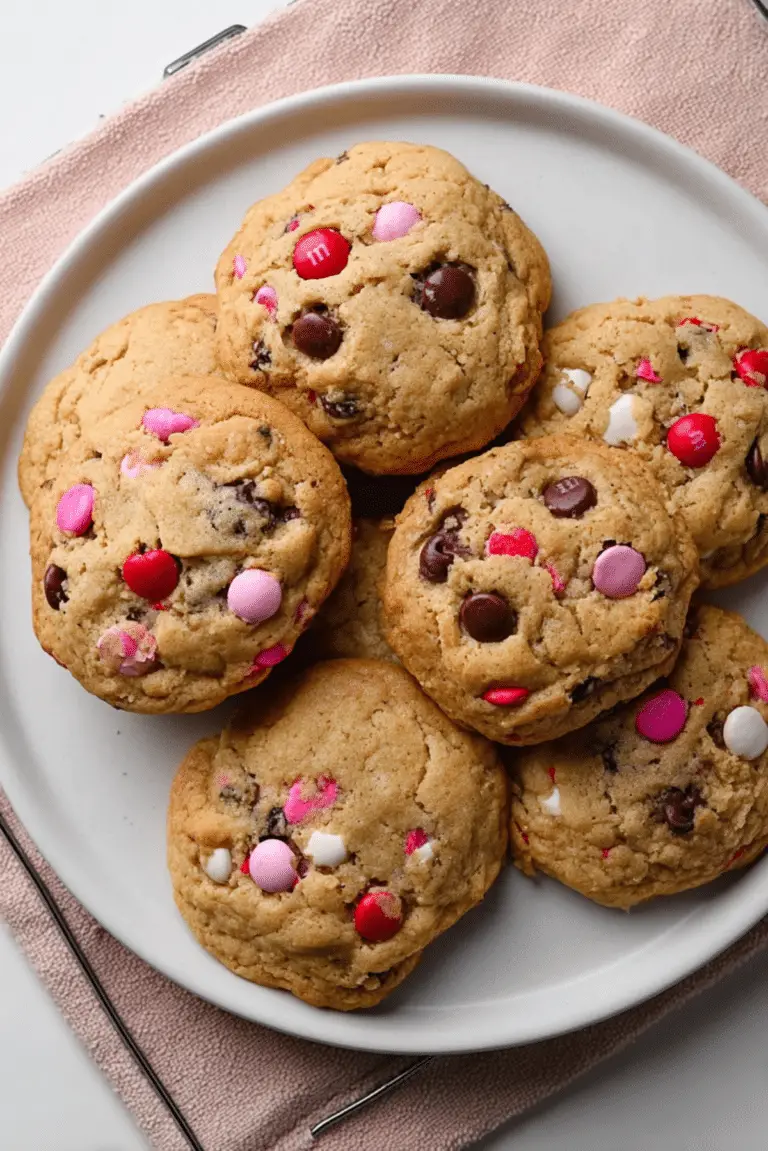 Valentines edition thick m&m cookies