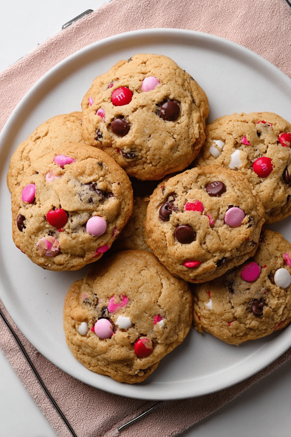Valentines edition thick m&m cookies