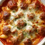 Creamy Tomato Sauce Gnocchi topped with burrata