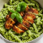 Pesto Pasta with Crispy Parmesan Chicken