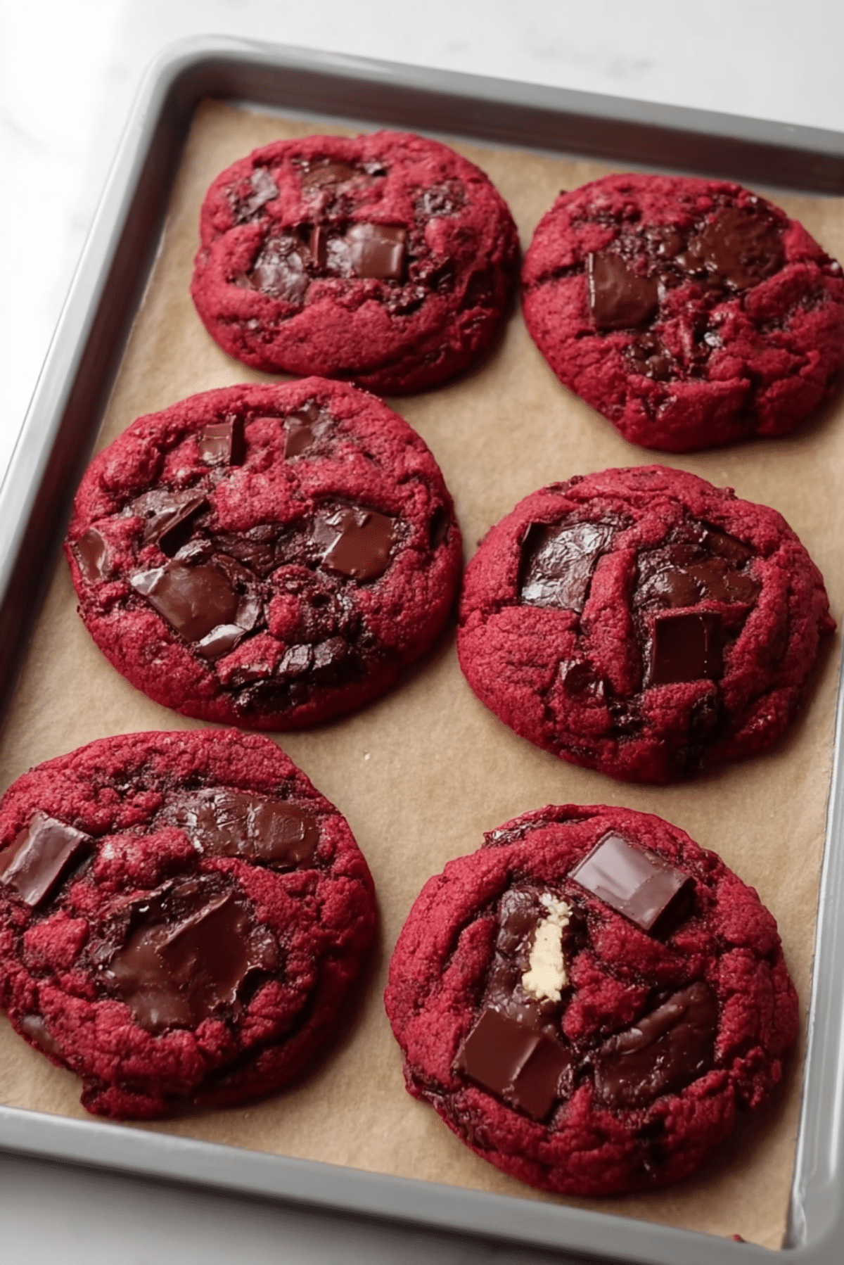 Red velvet chocolate chunk cookies