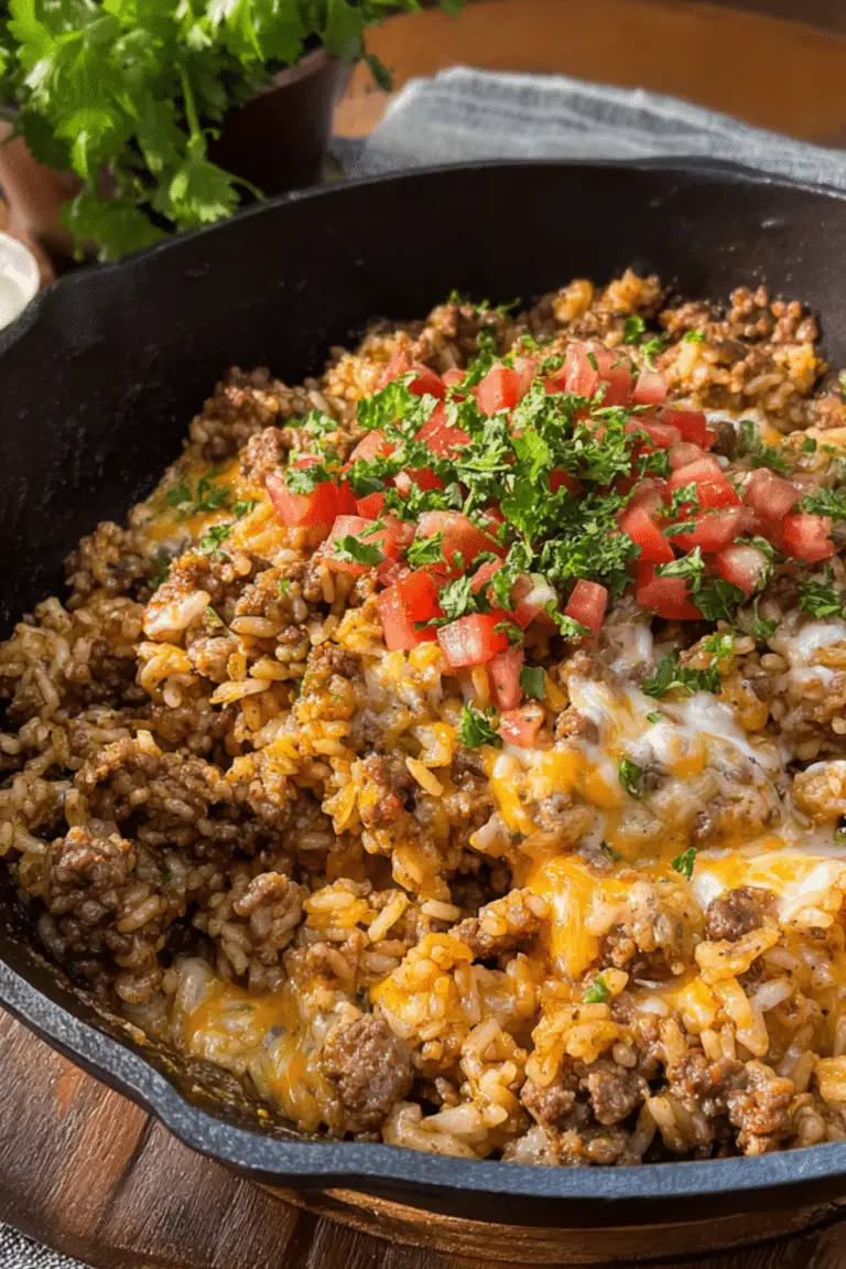 Cheesy Beef and Rice Skillet