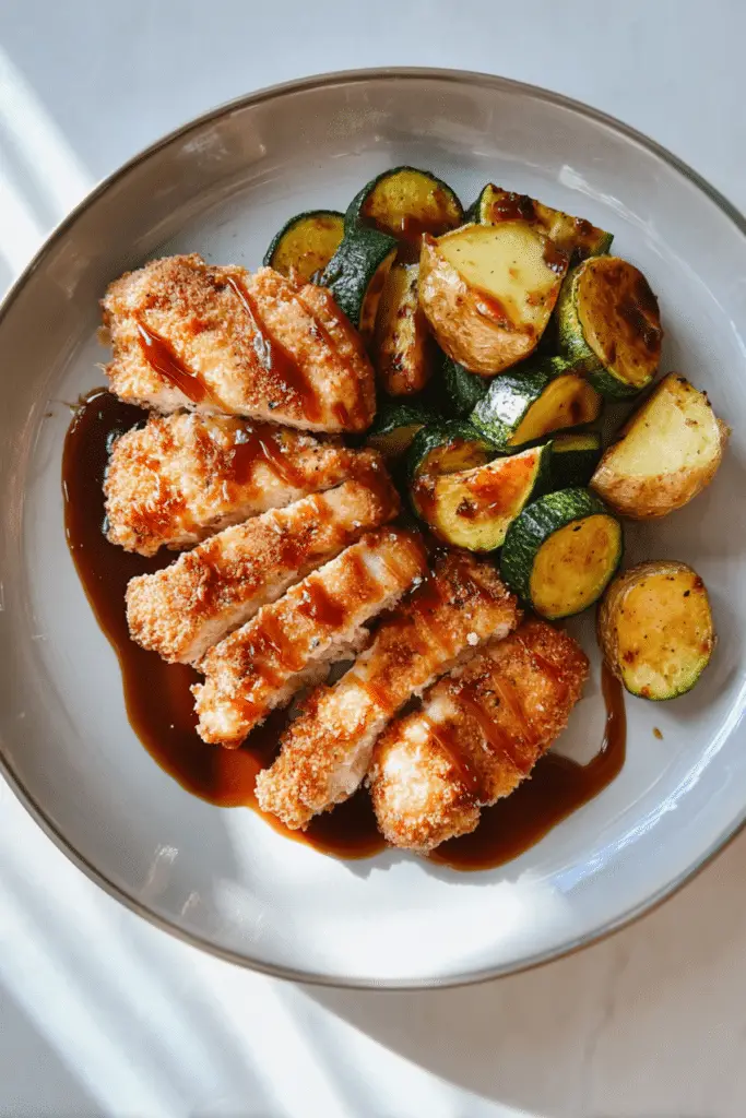 Breaded Chicken with Roasted Potatoes & Zucchini