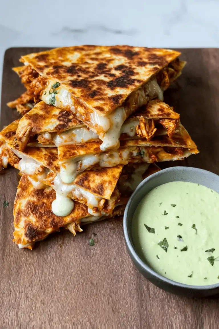 Chicken Al Pastor Quesadilla with Avocado Crema