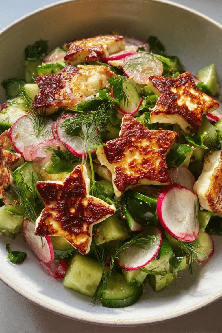 Smashed Cucumber & Halloumi Star Salad