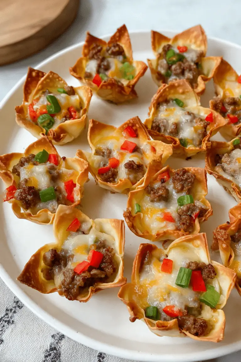 Cheesy Sausage Wonton Cups