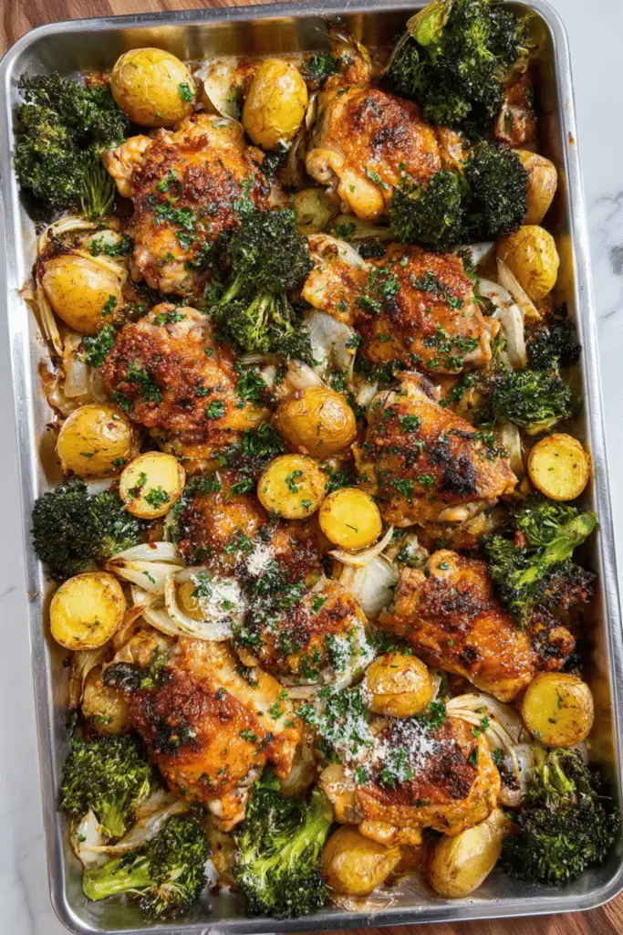 Sheet Pan Parmesan Garlic Chicken Thighs