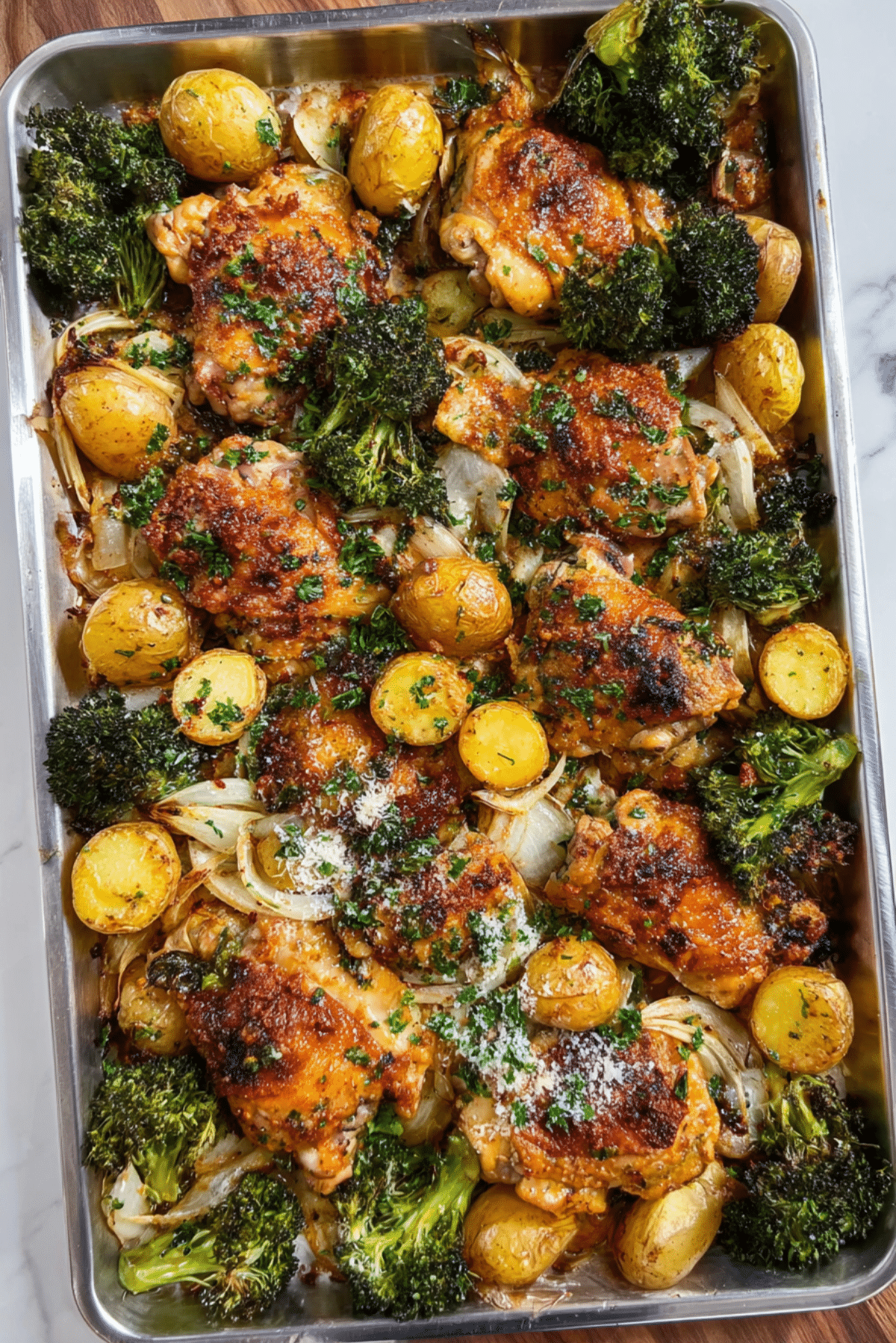 Sheet Pan Parmesan Garlic Chicken Thighs