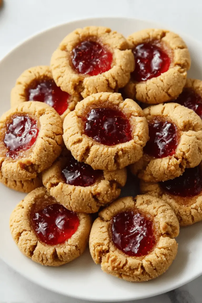 Plate of peanut butter jelly cookies